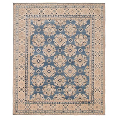 ECARPETGALLERY Hand-knotted Finest Ghazni Blue Wool Rug - 8'0 x 9'8