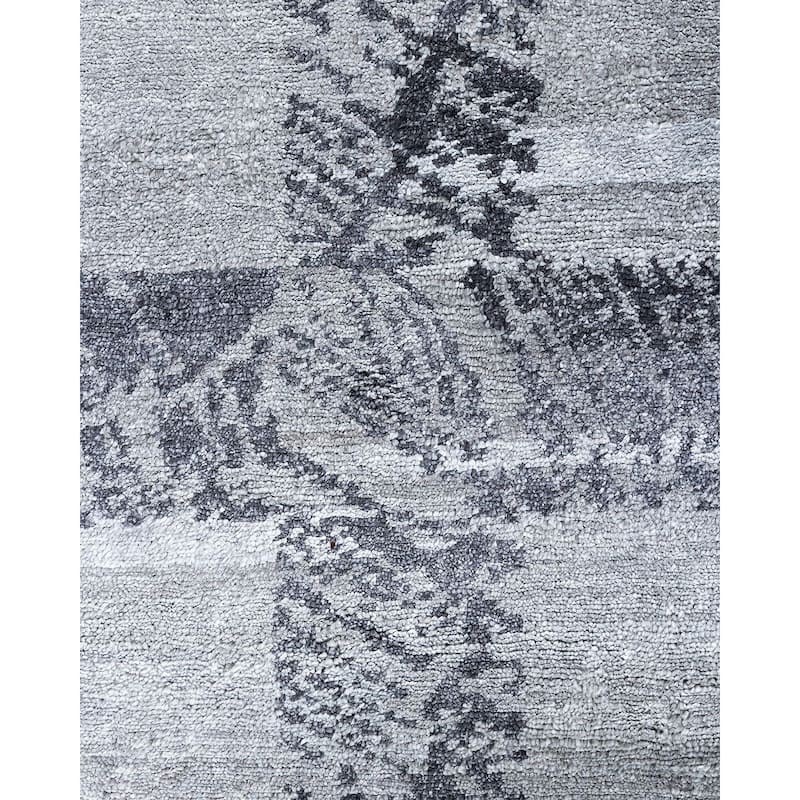Modern One-of-a-Kind Hand-Knotted Area Rug - Gray, 9' 2" x 12' 2" - 9' 2" x 12' 2"