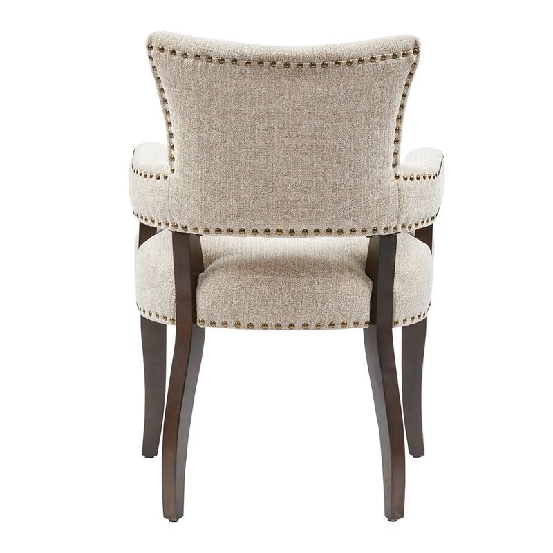 Dining Chair Set of 2, Solid Wood Frame Armchair with Nailhead Trim