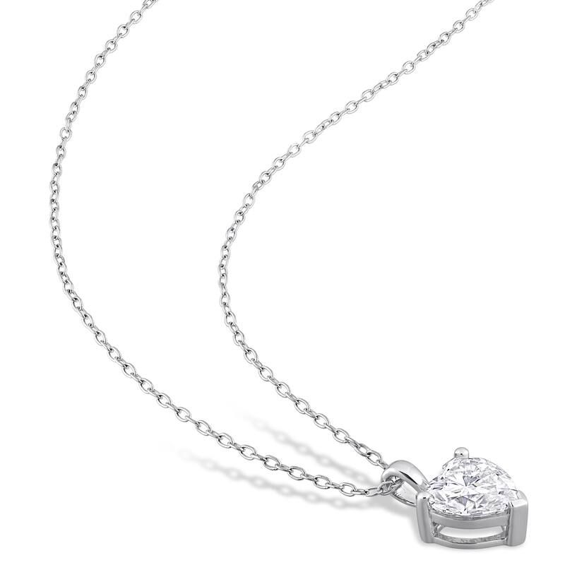 Miadora 3ct DEW Heart-Cut Created White Moissanite Necklace and Earrings Set Sterling Silver