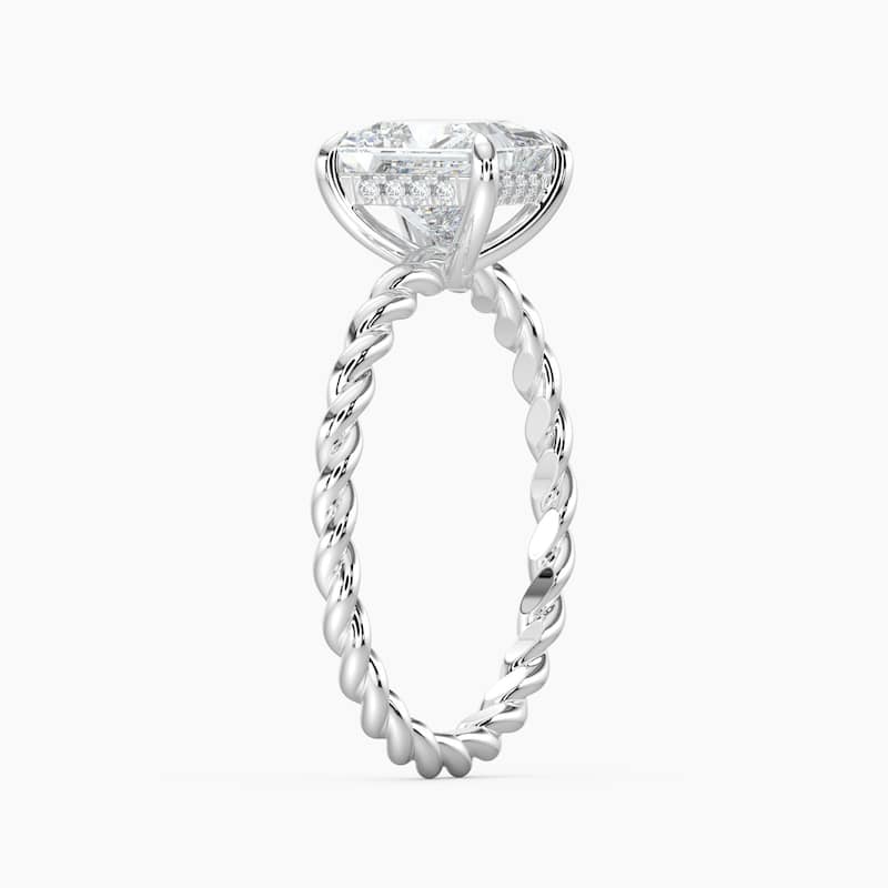 Auriya 14K Gold Lab Grown Diamond Princess Cut Twisted Hidden Halo Engagement Ring 1.04 - 5.04ct. tw. (F-G, VS)