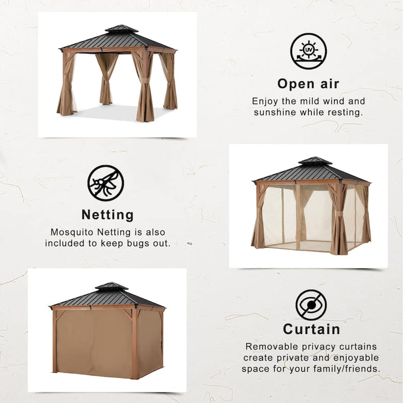 ABCCANOPY Outdoor Hardtop Gazebo with Galvanized Steel Double Roof