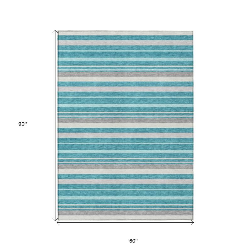 HomeRoots Striped Transitional Rectangle Outdoor Rug
