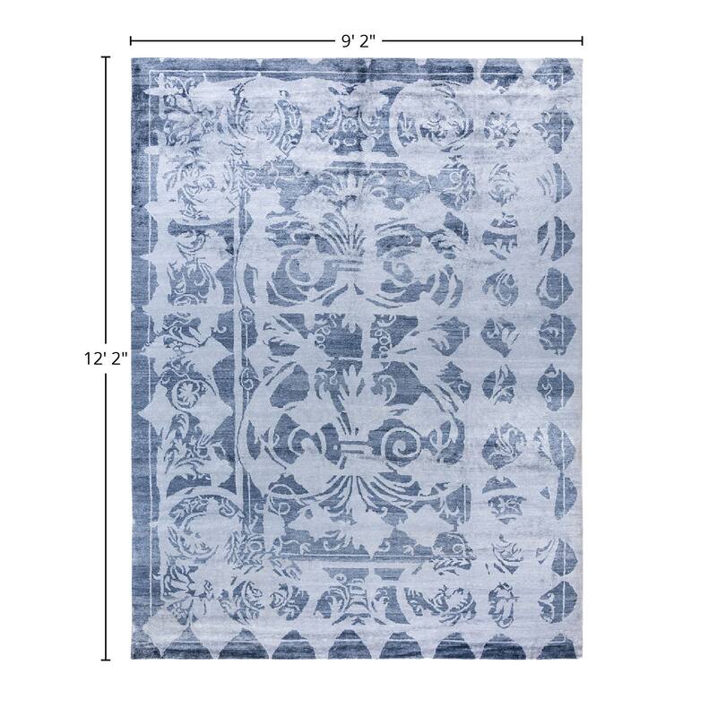 Modern One-of-a-Kind Hand-Knotted Area Rug, Blue - 9' 2" x 12' 2"