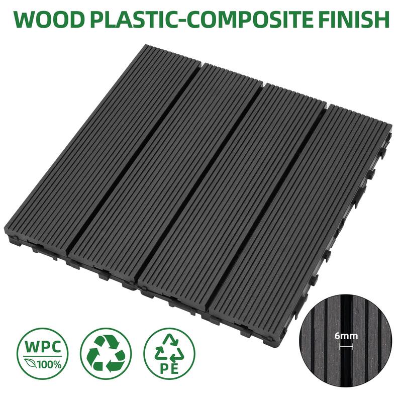 8.7 sq. ft DIY Wood-Plastic Composite Deck Tiles, Interlocking Outdoor Flooring Tiles Waterproof All Weather (Pack of 9)