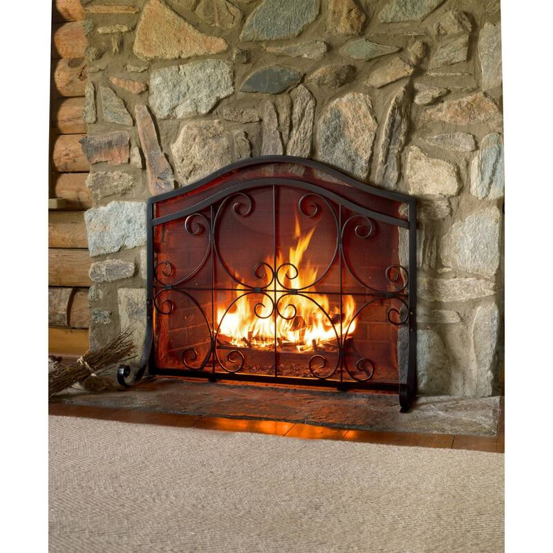 Small Crest Flat Guard Fireplace Screen