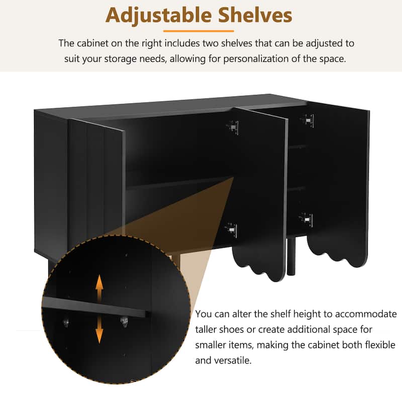 Elegant Shoe Storage Cabinet for Living Room with Pine Legs & Sleek Design