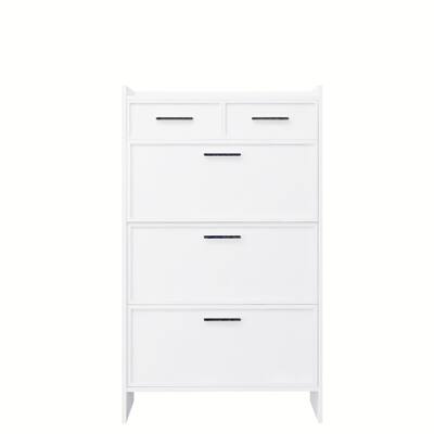 3-Door Shoe Cabinet With Drawers and Open Space