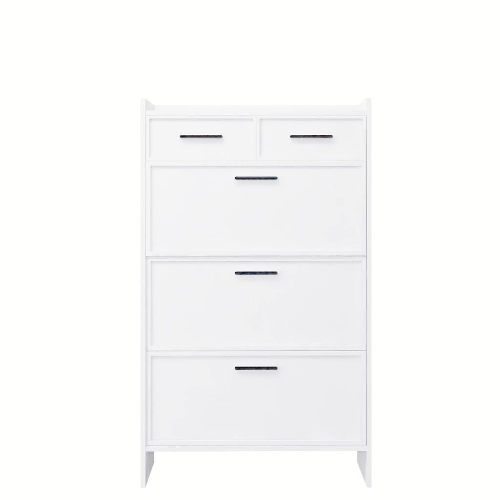 3-Door Shoe Cabinet With Drawers and Open Space