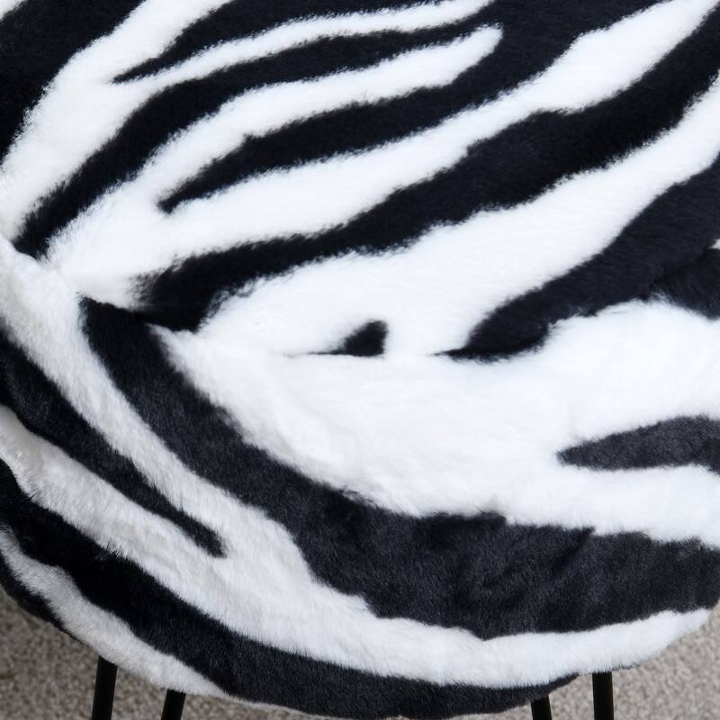 Home Soft Things Animal Pattern Ottoman Bench with Black Metal Legs