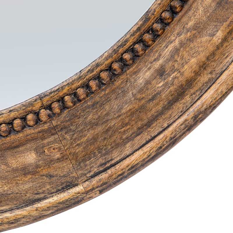 Carved Wood Framed Wall Mirror with Hobnail Detail - 30.0"L x 30.0"W x 0.8"H