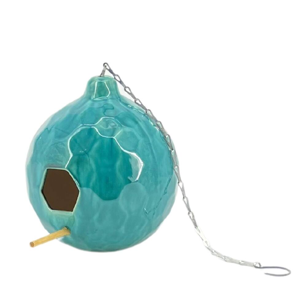 Ceramic 8-Inch Round Honeycomb Birdhouse