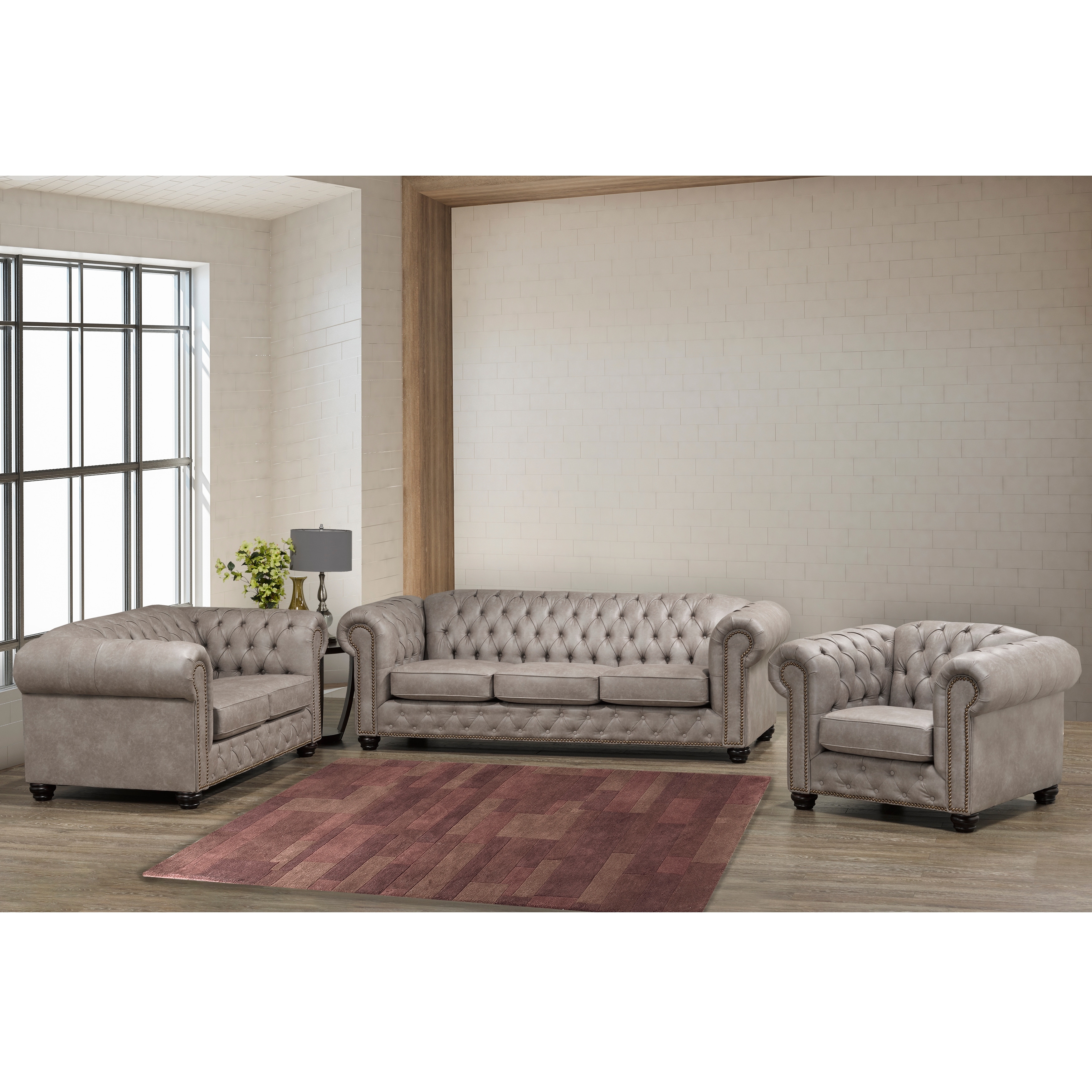 Small grey top chesterfield sofa