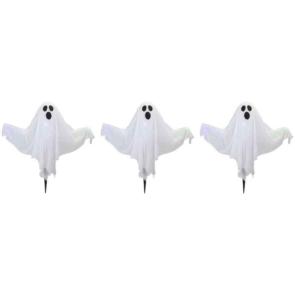 LED Lighted Color Changing Ghost Halloween Lawn Stakes - 20" - Multicolor - Set of 3