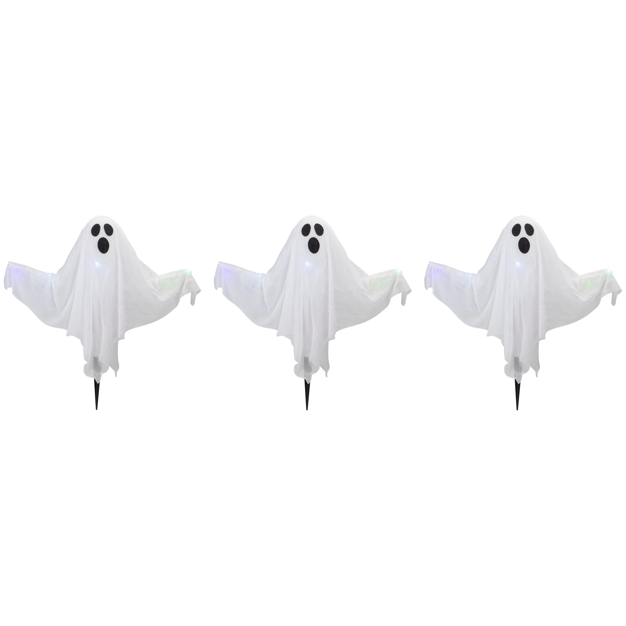 LED Color Changing Ghost Halloween Lawn Stakes 20" Multicolor Set of 3