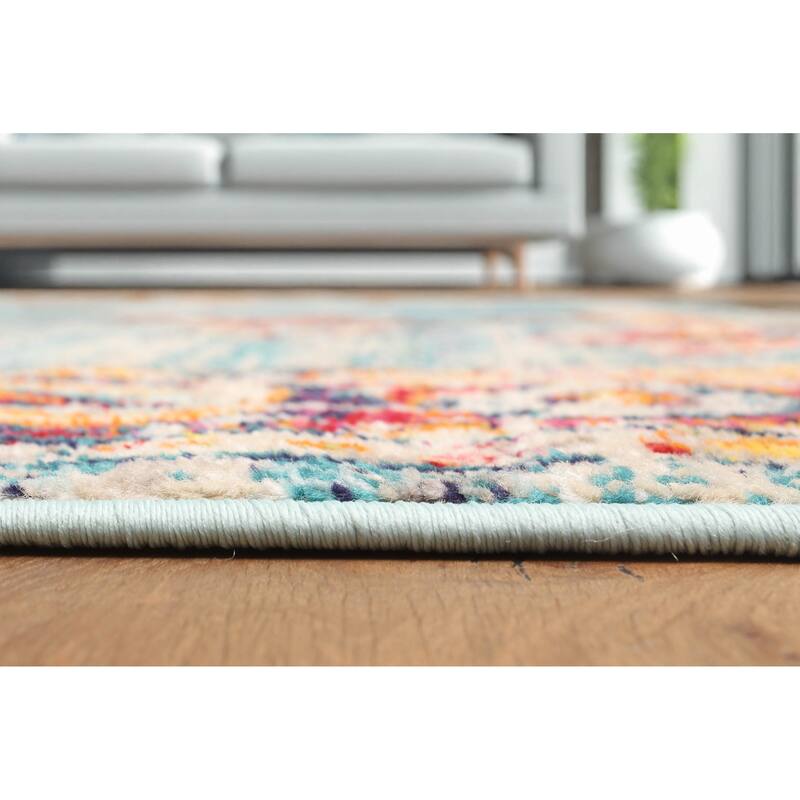 ECARPETGALLERY Machine Made Lotus Blue Area Rug