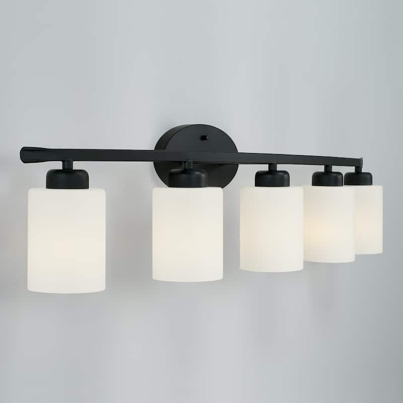 Dixon 37-inch 5-light Modern Bath/ Vanity Fixture w/ Soft White Glass