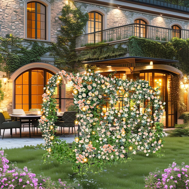 Garden Arch Tunnel Trellis Outdoor Tall Metal Arbor Walkway for Climbing Plants Vines Vegetables Yard Lawn Cucumber