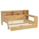 preview thumbnail 15 of 15, Wooden Twin Size Daybed with Storage Shelves, Multi-functional Bed with 2 Storage Drawers and Study Desk, Natural