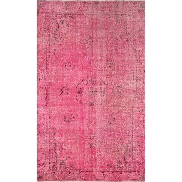 slide 2 of 4, Momeni Heirlooms Vintage Overdye Hand Knotted Wool Pink Area Rug - 5'5" X 8'10"