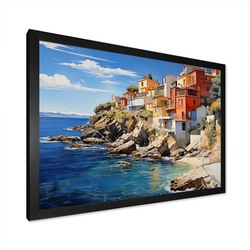 Designart "Spain Spanish Coastline" Nautical & Beach Framed Canvas Wall Art