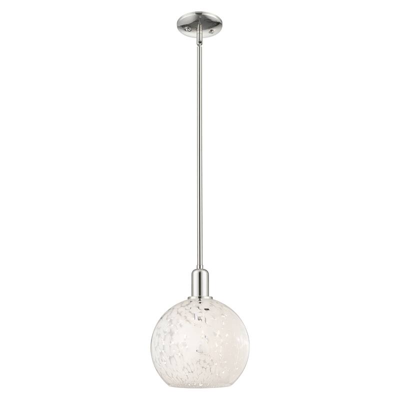 Innovations Lighting Endless Possibilities Arcadia - White Mouchette - 1 Light 10" Stem Hung Mini Pendant - Polished Nickel