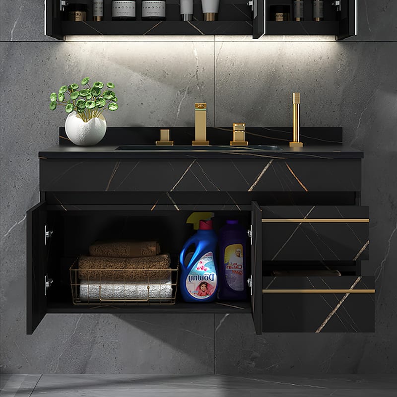 Modern 36'' Single Bathroom Vanity with Faux Stone Countertop