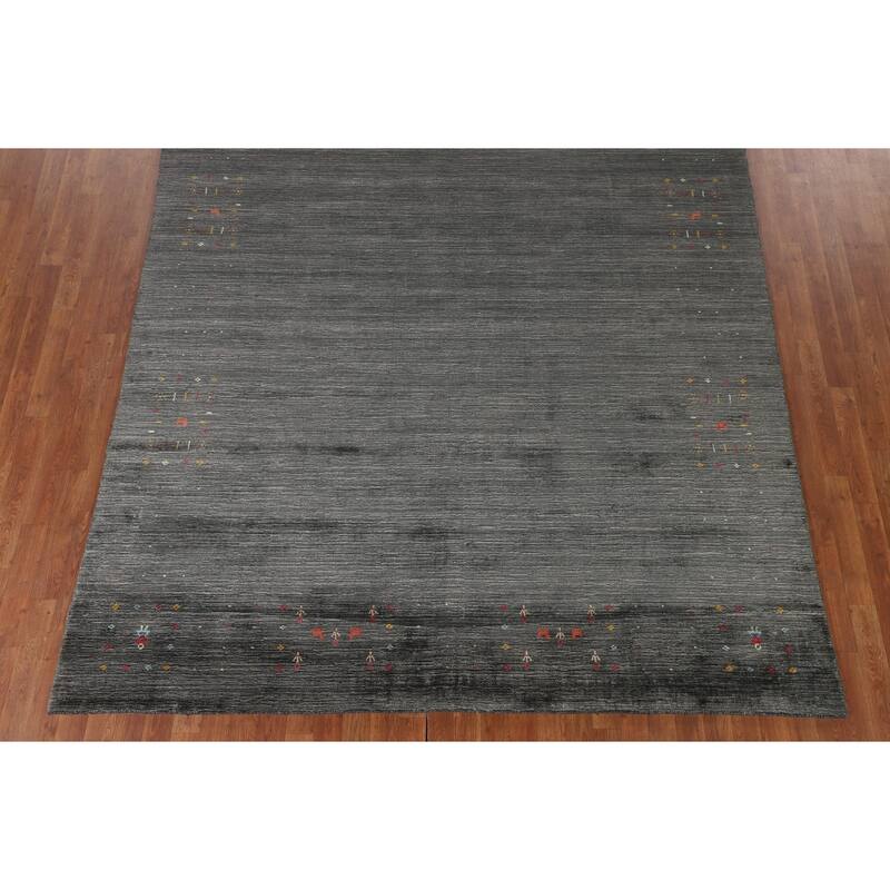 Tribal / Striped Gabbeh Oriental Area Rug Hand-Knotted Wool Carpet - 7'9" x 9'9"