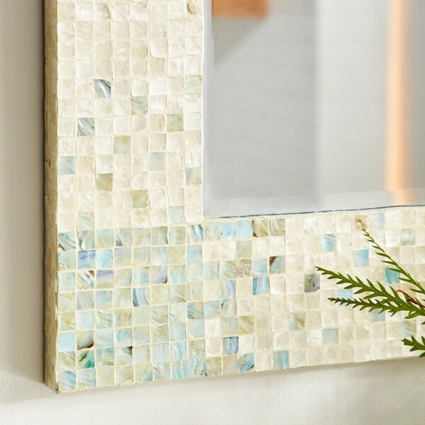 Strick & Bolton Tatum Wood-framed Wall Mirror with Shell Inlay - Multi. Opens flyout.