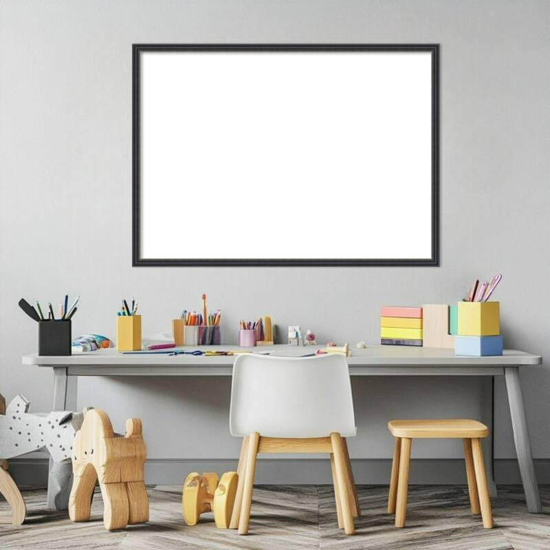 Amanti Art Stylish Black Narrow Framed Dry Erase Magnetic Board