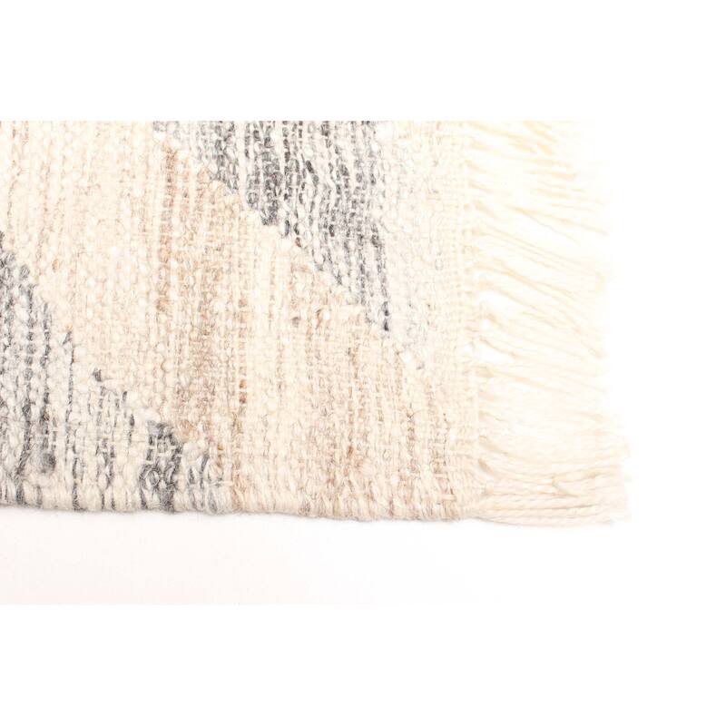 ECARPETGALLERY Flat-Weave Ankara FW Cream Wool Kilim - 5'5 x 7'5