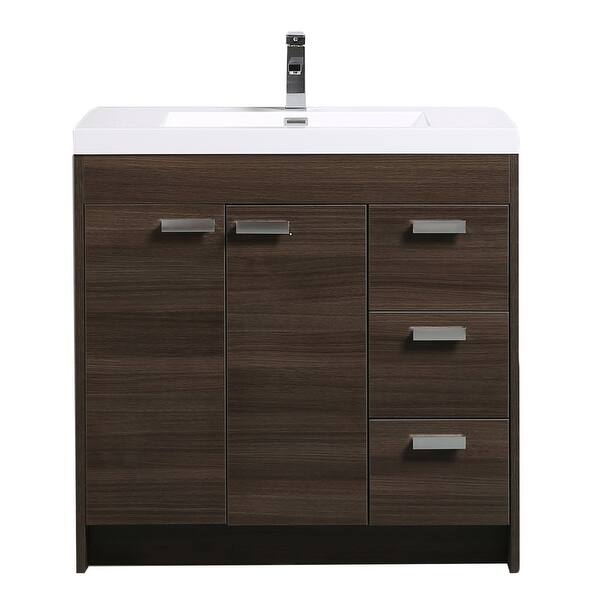 Shop Eviva Lugano 36 Inch Gray Oak Modern Bathroom Vanity With White Integrated Acrylic Top Overstock 10988877