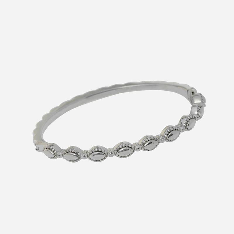 Charles Krypell Firefly Sterling Silver and 14K White Gold Bangle Bracelet - 6.5