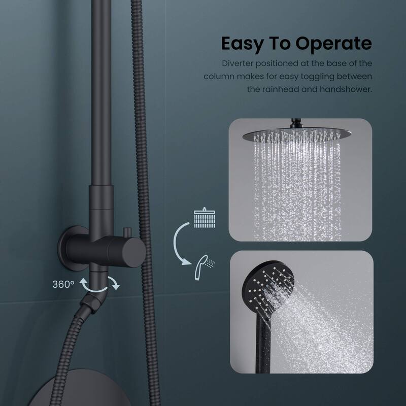 Circular Pressure Balanced 2-Function Shower Column with Rough In Valve
