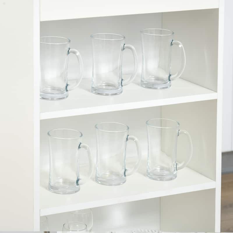 Bar Table, High Top Pub Table with 4 Storage Shelves