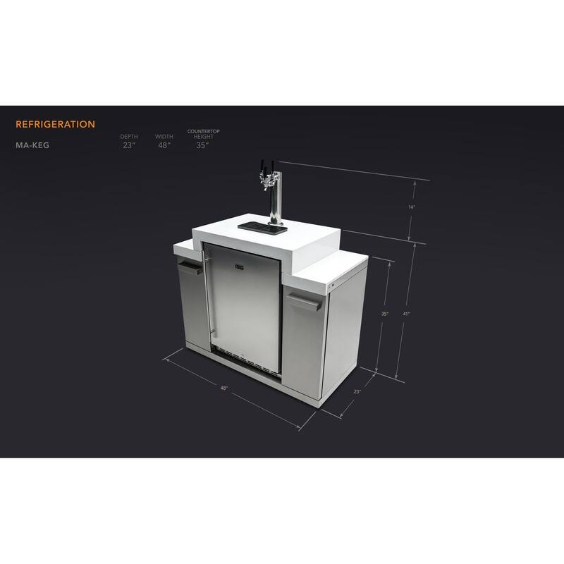 Mont Alpi MA-KEG Stainless Steel Outdoor Triple Tap Kegerator Refrigerator Module with Digital Display with Granite Countertops