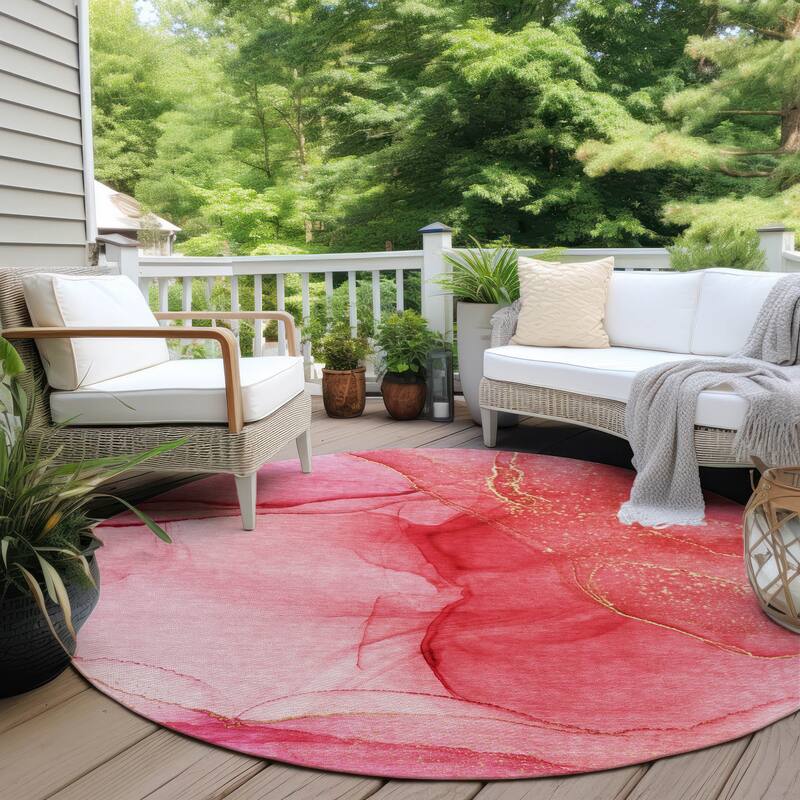 Gaz Unique Abstract Weather Resistant Classic Meets Modern Outdoor Rug