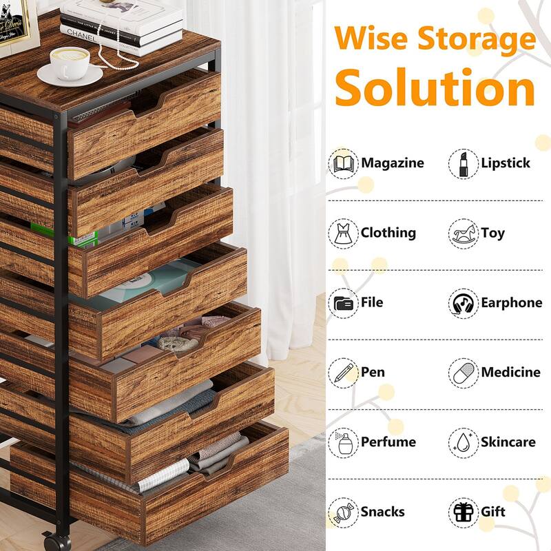 5 Drawer Chest & 7 Drawer Chest Wood Storage Drawer Cabinet Organizer