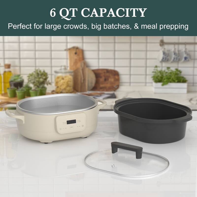 Magnifique 6 QT Versatile Programmable Slow Cooker for Dishwasher Safe