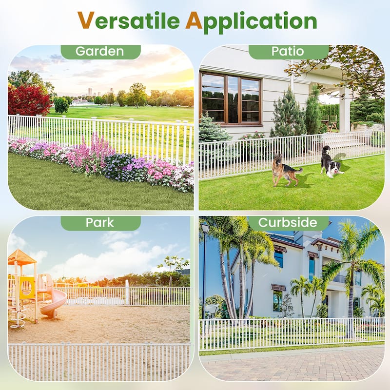Gymax 2PCS 80'' x 39'' Vinyl Picket Fence 2 No Dig Fence Panels for