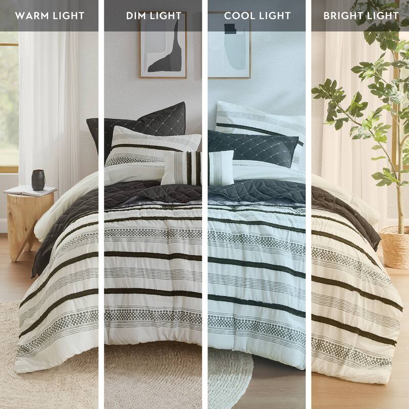 GDF Studio - Carolina 7-Piece Stripe Comforter and Quilt Set