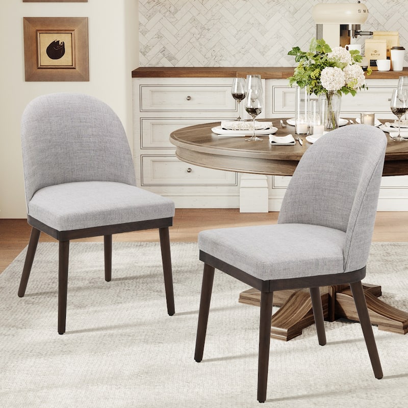 Upholstered Fabric Dining Chairs with Curved Backrest