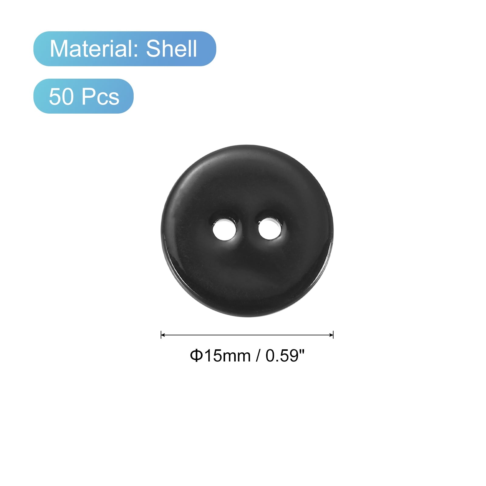 Natural Shell Buttons, Mother of Pearl Buttons Craft Buttons for Shirt Sewing - Black