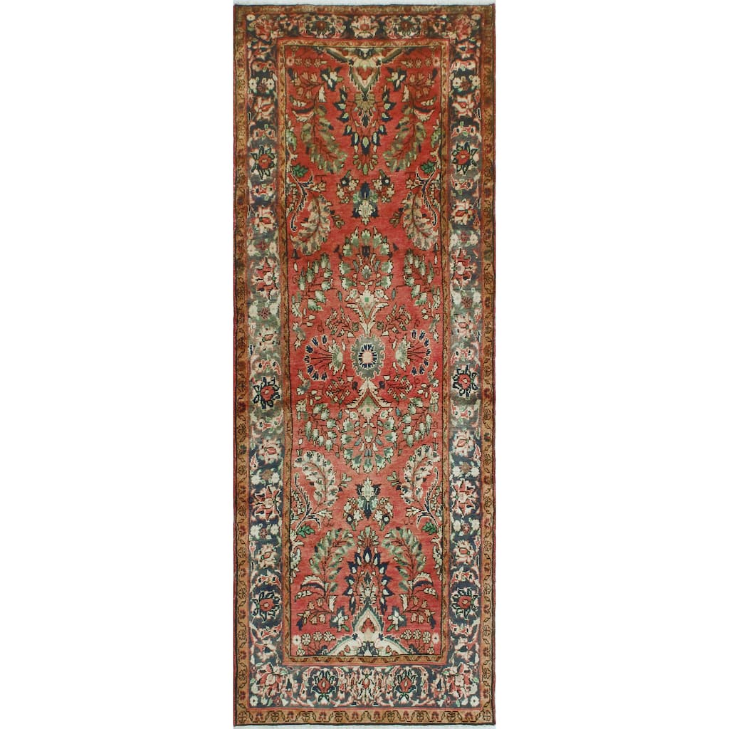 Fine Vintage Distressed Arthur Rust/Blue-Grey Runner - 3'5" x 9'8"