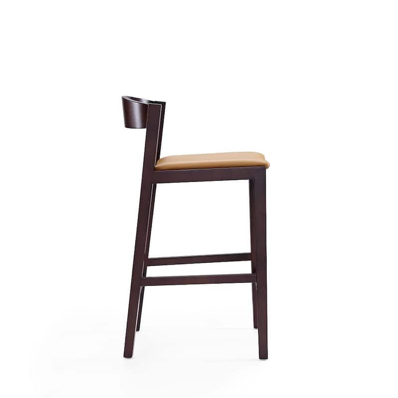 Manhattan Comfort Klismos 36.75 in. Dark Walnut Beech Wood Counter Height Bar Stool (Set of 3)