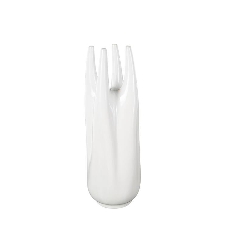 White Ceramic Decorative Vase with Multiple Openings