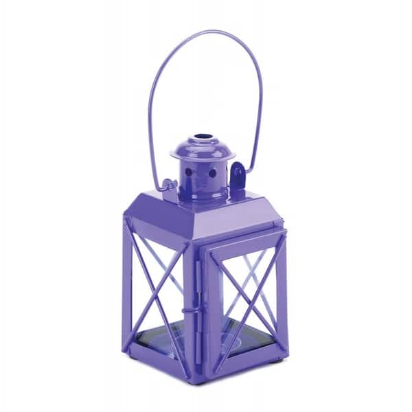 slide 1 of 1, Purple Trolley Lantern Candle Lamp