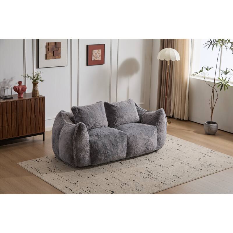 Oversized Bean Bag Sofa Reading Chair, 2-Seater Giant Bean Bag Couch with Pillows, Loveseat Chaise Lounge Sofa Chair