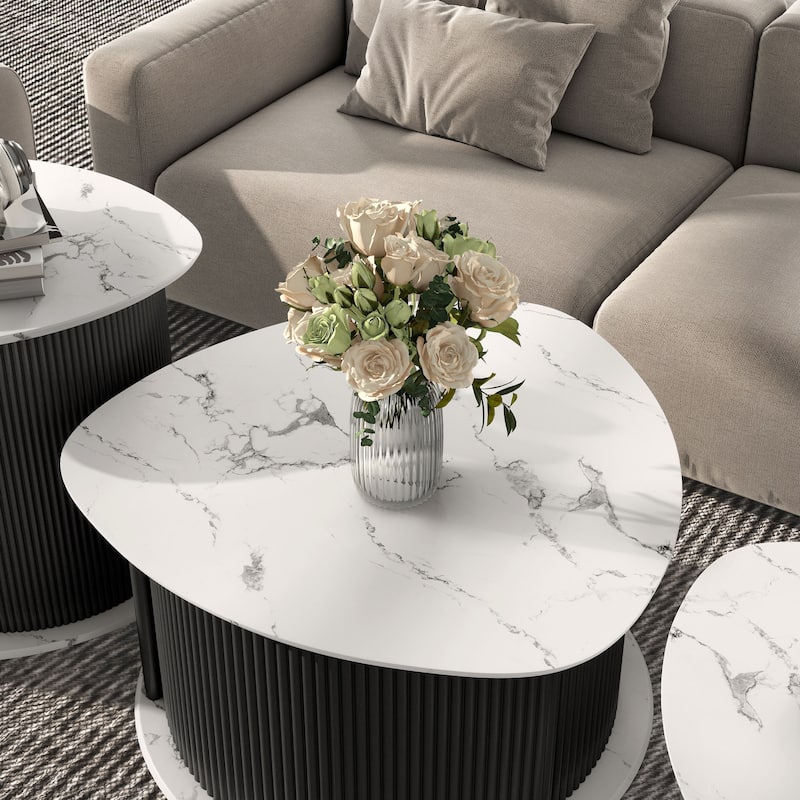 Furniture of America Astra Modern 3-Piece Black Triangle Storage Coffee Table Set