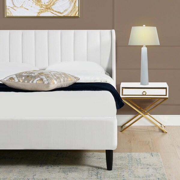 Strick & Bolton Aphrodite Upholstered Velvet Tufted Platform Bed. Opens flyout.